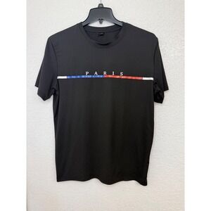 SHEIN Mens Black PARIS‎ Graphic T Shirt Large Short Sleeve Crew Neck Casual Top
